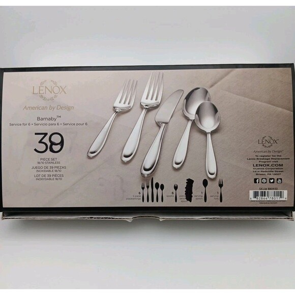 Lenox Barnaby 38 Piece Set 18/10 Stainless Serves 6 Persons Flatware NIB Vietnam - Picture 1 of 5